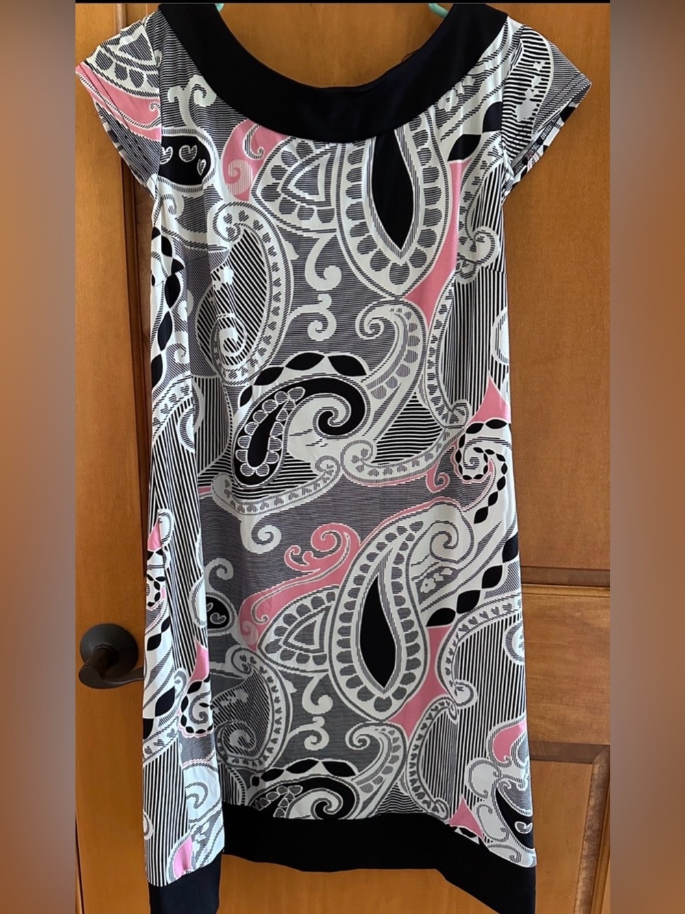 Liz Claiborne Paisley Abstract Shift Dress Black Pink White Size 12